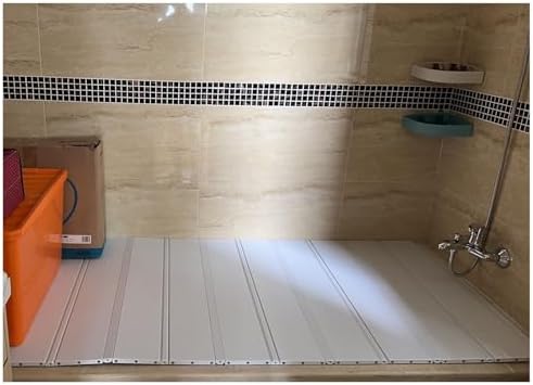 Folding Bathtub Cover, PVC Dust-Proof Tray Lid, Insulated Bath Shutter, Scalable Dust Cover for Shower & Bath Table, 80x135x1.2cm, Waterproof & Easy to Clean