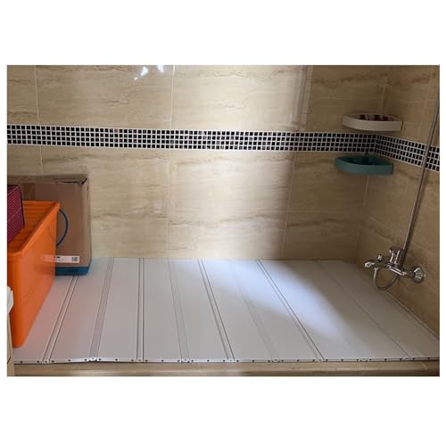 LANRUEU Plegable PVC Cubierta De Bañera A Prueba Polvo, 1,2cm Espesor Impermeable Bandejas para, Aislamiento para Estante Mesa Baño Ducha(75x135x1.2cm)
