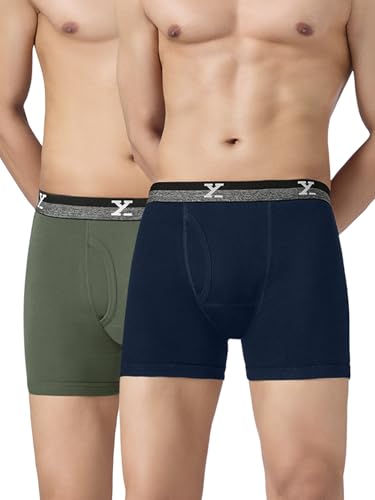 Image of XYXX Men's Nova Cotton Boxer Brief for Men Pack of 2 |Regular Fit with intellifresh No-Marks Waistband | Solid Underwear for Men Combo