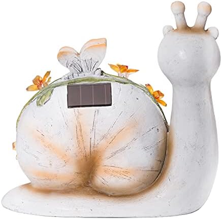 GloBrite Garden Ornament Solar Snail Figurine - Garden Statue Sculpture Solar Powered Lights Animal Figurine for Yard Lawn Home Decoration Gift
