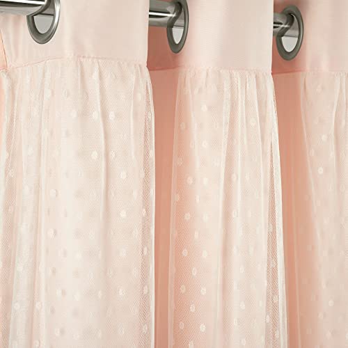 Lush Decor Cottage Polka Dot Sheer Window Curtain Panel Pair Including Tieback, 84" L X 38" W, Pink #TOP19