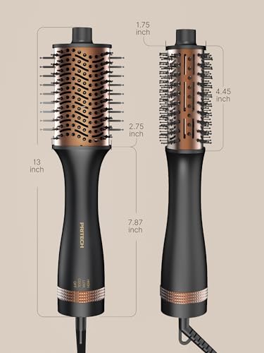 Image of PRITECH One-Step Volumizer Blow Out Brush Dryer,1200W Ionic Daily Styling | 4-in-1 Ionic Hot Air Styler,Fast Drying,Ceramic Anti-Frizz Professional Blowout Brush for Women,All Hair Types,Black Gold