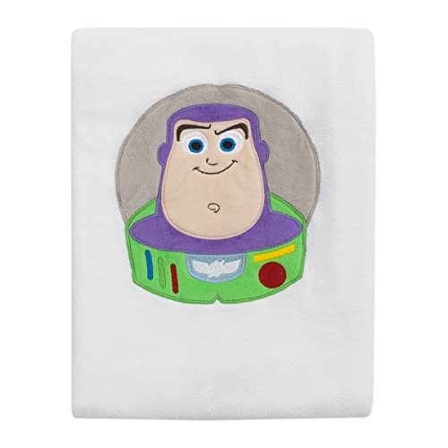 Image of NoJo Disney Toy Story It's Play Time White, Green, and Purple, Buzz Lightyear Shaped Toddler Blanket