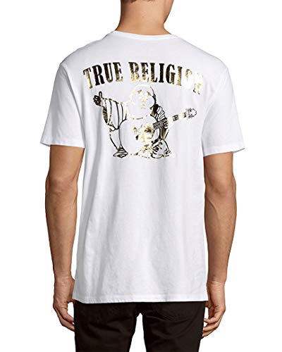 True Religion Herren Big Buddha Metallic Short Sleeve Tee T-Shirt, Weiss/opulenter Garten, L – Ansicht 2