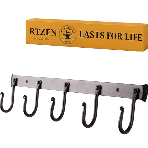 RTZEN Wall Mount Hook Set - Wrought Iron Decorative Rustic