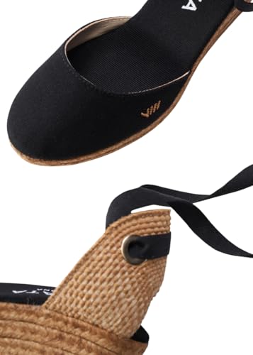 Image of Viscata Sagaro Espadrille Canvas Wedges with Ankle Laces Spain Handmade 2 inch Heel Women's Sandals with Breathable Organic Cotton Canvas and 100% Natural Jute for all Occasions: Casual, Work, Party