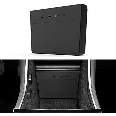 VXDAS Tesla Model Y USB Hub, Dashcam & Sentry Mode Viewer USB for Tesla Model Y and Model 3 After June 2020, Custom Designed Model 3 Tesla Model Y Accessories with 5 in 1 Ports Cover