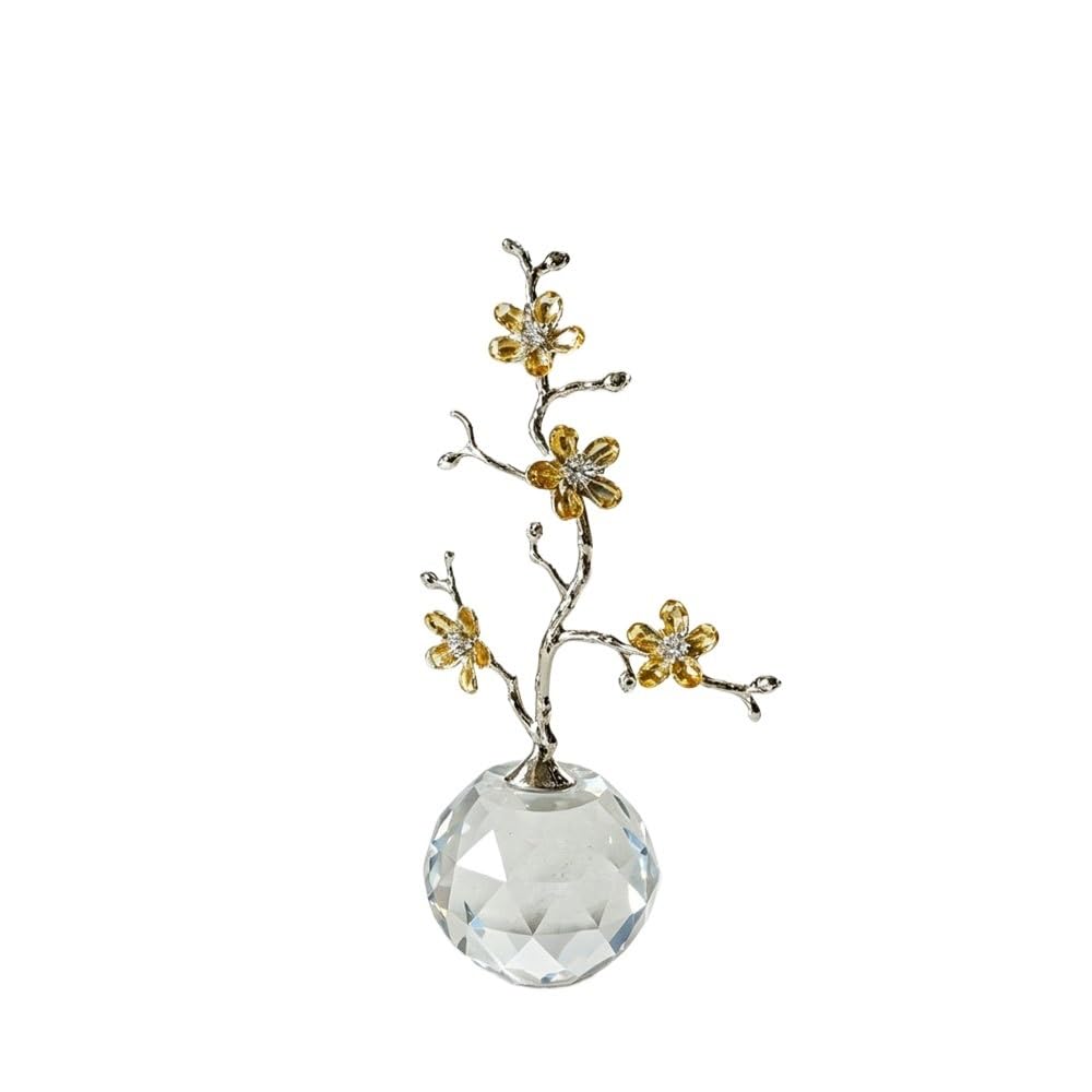 Huffa Yellow Crystal Plum Blossom Ornament Home Desktop Decoration Craft Gift