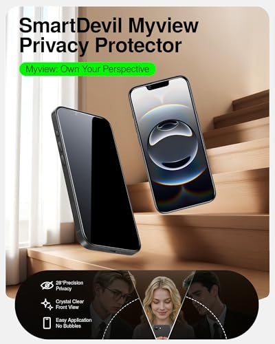 Image of SMARTDEVIL 2 Pack Privacy Screen Protector for iPhone 17e /16e /14 /13Pro /13 | Military-Grade Shatterproof Protection, Tempered Glass Film , 9H Hardness, Fast & Easy Installation, Case Friendly Design