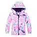 Kids Tie Dye Rain Jacket Girls Fashion Versatile Windbreaker Lightweight Fleece Raincoat Fall Warm Purple 7-8 Years