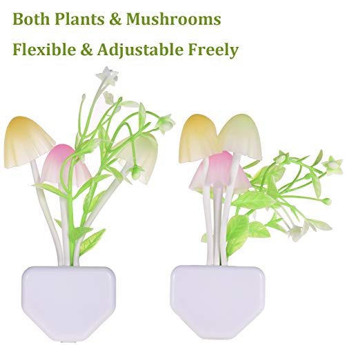 [3 Pack] Warmstor Mushroom Night Light, Lotus Leaves Water-Weeds Plug-In Mushrooms Colors Changing Nightlight Colorful Bedside Lamps Breast-Feeding Led Night Lights For Baby Kids Children Adult #TOP4