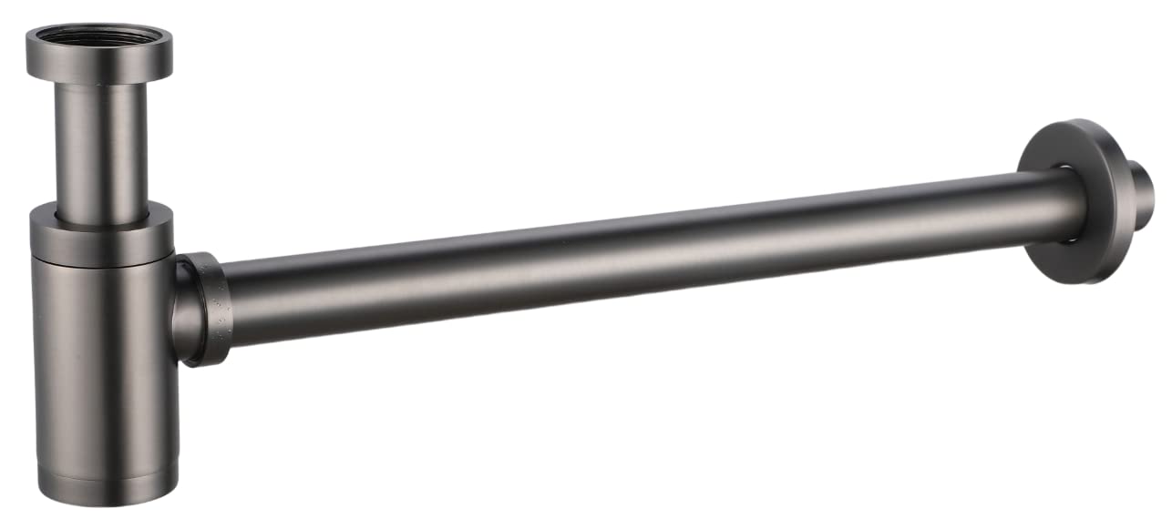 IMEX Sifone a vista rotonda SCL002 | Acciaio inossidabile S.304 e Zama | Finitura elegante | Base rimovibile | Facile pulizia (BLACK GUN METAL)