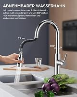 FORIOUS Wasserhahn Küche, Küchenarmatur Ausziehbar, Zwei Sprühfunktione, 360° Schwenkbar Edelstahl, Einhebelmischer für Kalt und Warmwasser Mischbatterie Armatur, Polierter Chrom, Sehr Hoch (437mm) – Ansicht 5