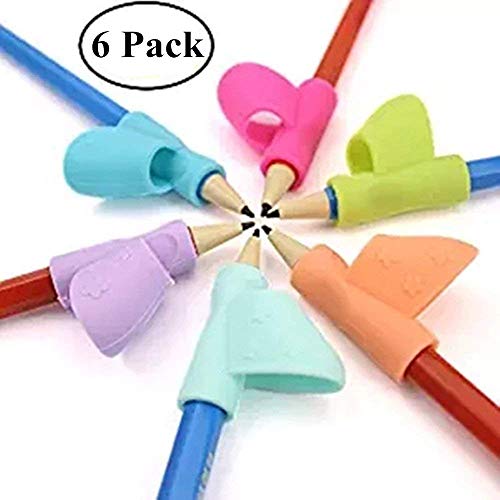 Los niños lápiz Grips, silicona ergonómico y pinza para ayuda Formación Grip soporte para niños estudiantes adultos, instrumentos de escritura de plumas suave para niños (6pcs)