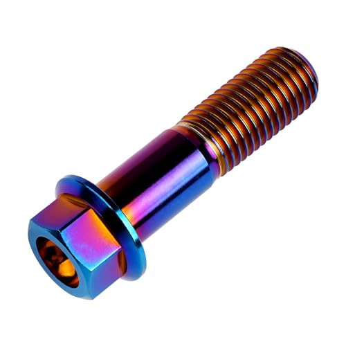 Image of Titanium Bolt Hex Small Flange Head M12x45mm Pitch 1.5, Burnt Blue | 30 35 40 45 50 55 60 65 70 75 80 85 90mm 1.25 /1.5mm Pitch Screws for Motorcycle Car Modification Pack of 4