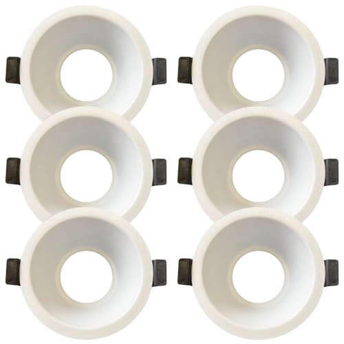 A2ZWORLD 6 Pezzi Porta Faretto da Incasso Bianco Ø96mm, Foro 75mm, Profondità 60mm, Effetto Retro‑Illuminato Anti‑Glare, Compatibile Lampade LED GU10/MR16 – Ghiera Rotonda in Alluminio