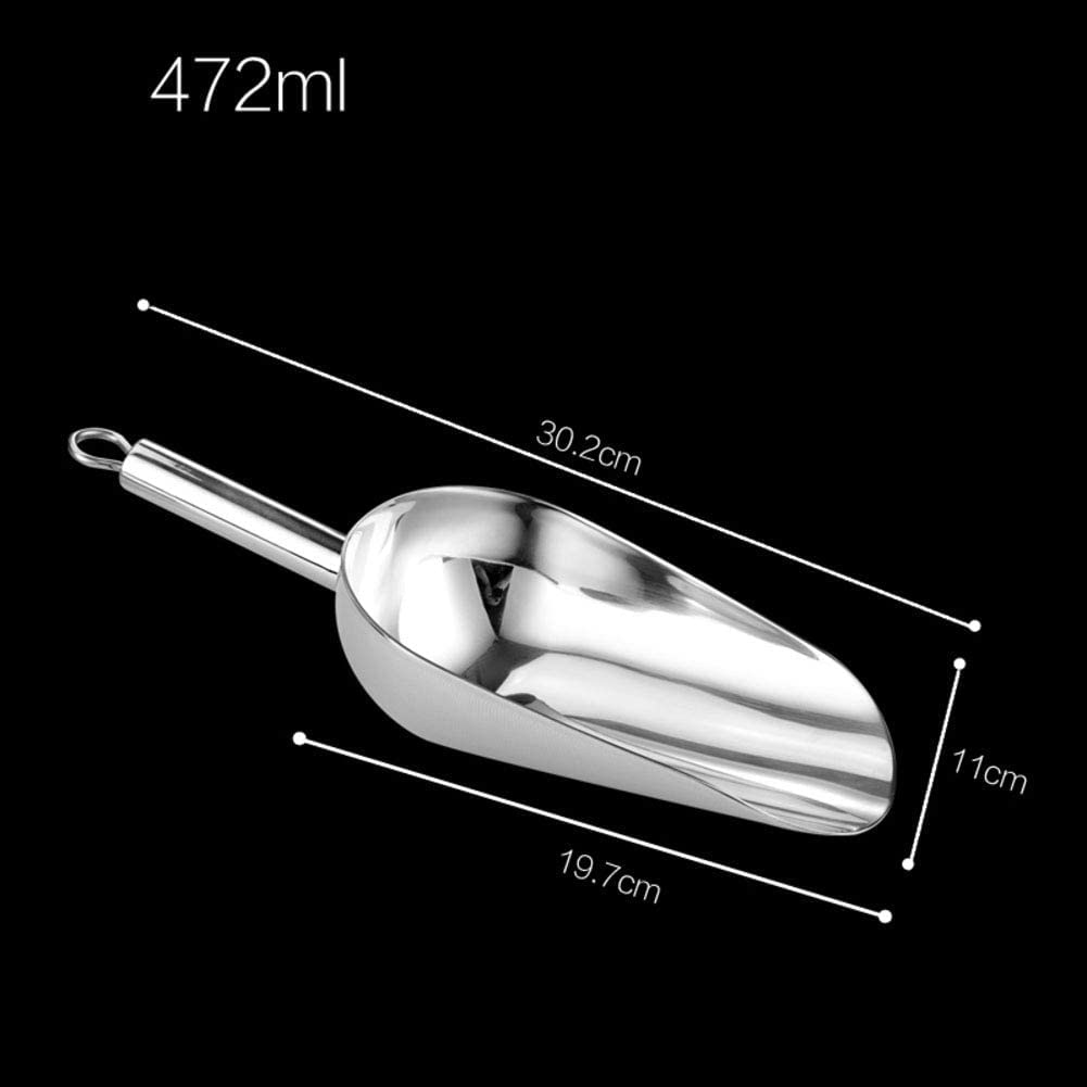 AKAZI Pala para Hielo de Acero Inoxidable, Pala para Hielo pequeña de Metal para Cocina, Bar, Cubo de Hielo, harina, Dulces 472ml 30.2x11cm(12x4inch) (472ml 30.2x11cm(12x4inch))