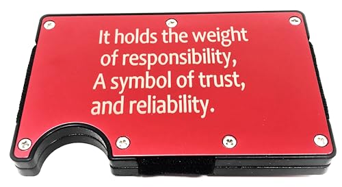 Customizable Aluminum Slim Wallet for Men with Money Clip - Laser Engraved(It holds the weight of responsibility, A symbol of trust, and reliability.) (Red)