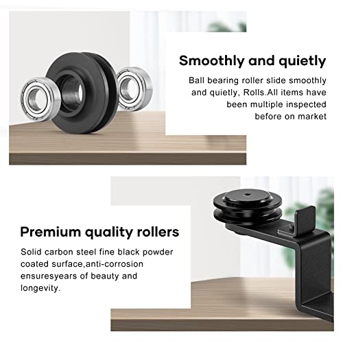 FREDBECK 5 FT Mini Cabinet Bypass Barn Door Hardware Kit Single Track 60inch Small Sliding Barn Doors Track Kit for Double Doors Storage Closet Window TV Stand Wardrobe (No Cabinet) - Image 6