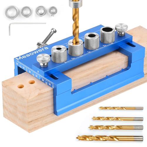 Ultimate Dowel Jig Kit & Biscuit Jointer Set – Adjustable Doweling Jig with 4 Titanium Drill Bits, Depth Stops & Clamp for Precision Woodworking Joinery!