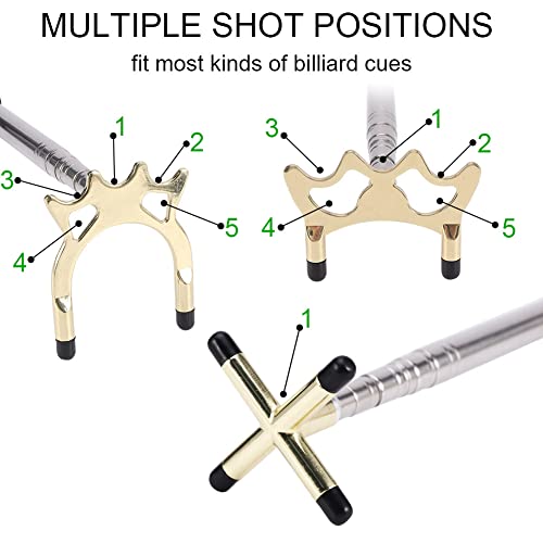 Billiard Bridge Retractable Pool Stick With Removable Bridge Head Set & Billiard Cue Tips Replacement Cover Billiards Pool Cue Accessory For Pool Table, Game, Competition(1 Set) #TOP4