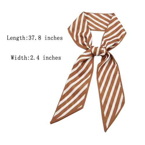 5 Pcs Stripe Long Small scarf Skinny Hair bag Scarf Ribbon Neckties Sash for Women Girls2