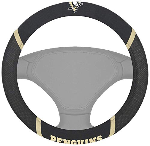 FANMATS 14885 NHL Pittsburgh Penguins Polyester Steering Wheel Cover,15"x15"