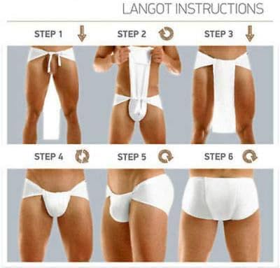 Indian Traditional Langot Supporter Loincloth, White, Cotton, Gympants Cotton Underpants (1 Piece)