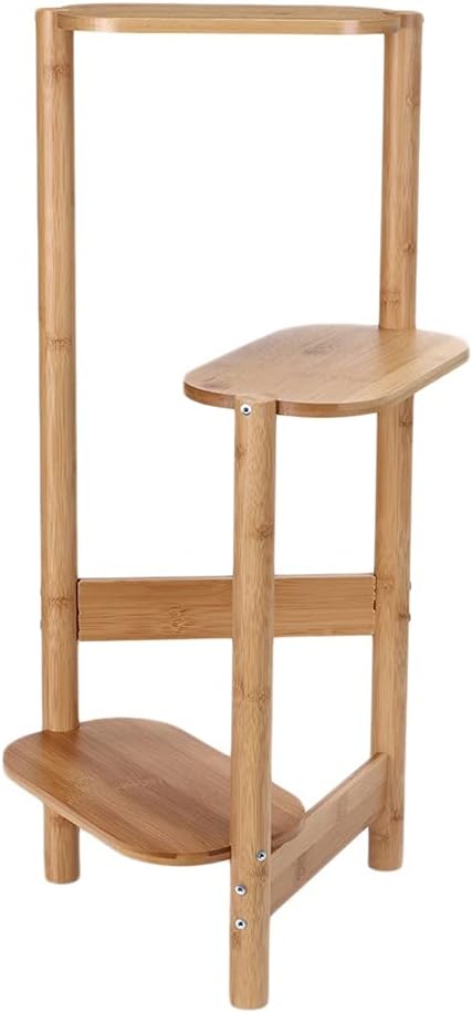 Display Shelves Flower Planter Pot Stands Storage Shelf Support for Flowers Indoor Outdoor Yard 3 Tiers(Wood)