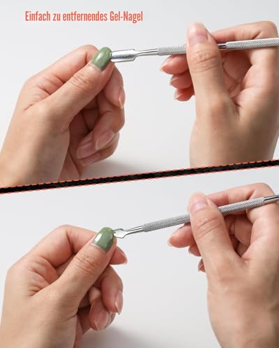 BEZOX Nagelhautschieber, 2 in 1 Profi Nagelschieber Spatel Pusher - Edelstahl Metallspatel Cuticle Pusher für Maniküre, Pediküre (Set of 1)
