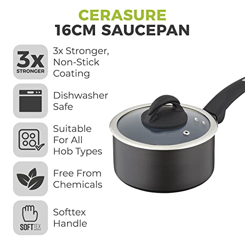 Tower T80356 Cerasure 16 cm Saucepan with Non-Stick Coating, Suitable for all Hob Types, Graphite - Image 3