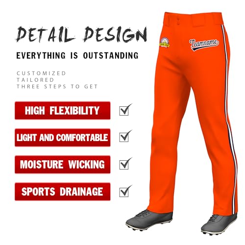 KXK Custom Full Length Baseball Pant with Knit-in Pinstripes Personalized Text or Logo/Adult Size/Multiple Colors