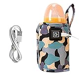 BYYLECL Baby Brew Bottle Warmer, USB Baby Flessenwarmer, Reisflessenwarmer Draagbare Moedermelk Flessenverwarmers 55-75mm voor Reizen Thuis Camouflage Zwart