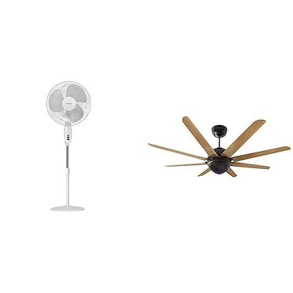 Havells Swing 400mm Pedestal Fan (White)+Havells Octet 1320mm Ceiling Fan (Walnut Black Nickel)