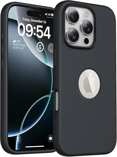 Image of VONZEE Microfiber Liquid Silicone Cover for iPhone 15 Pro Case (6.1 inch) | Logo Cut Non-Slip Full Body Shockproof Back Cover with High Raised Camera Protection (Black)