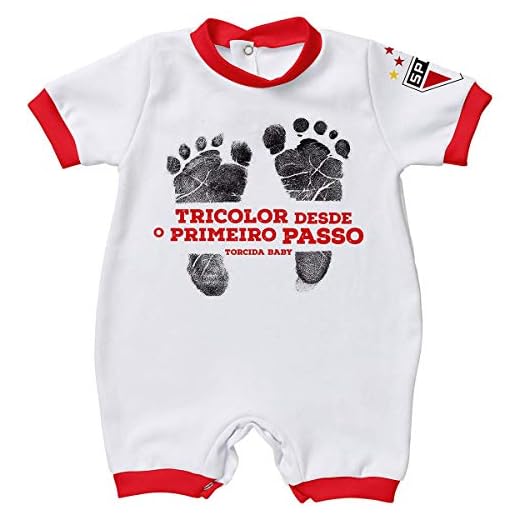 Macacao Infantil Torcida Baby São Paulo Suedine Curto Primeiro Passo