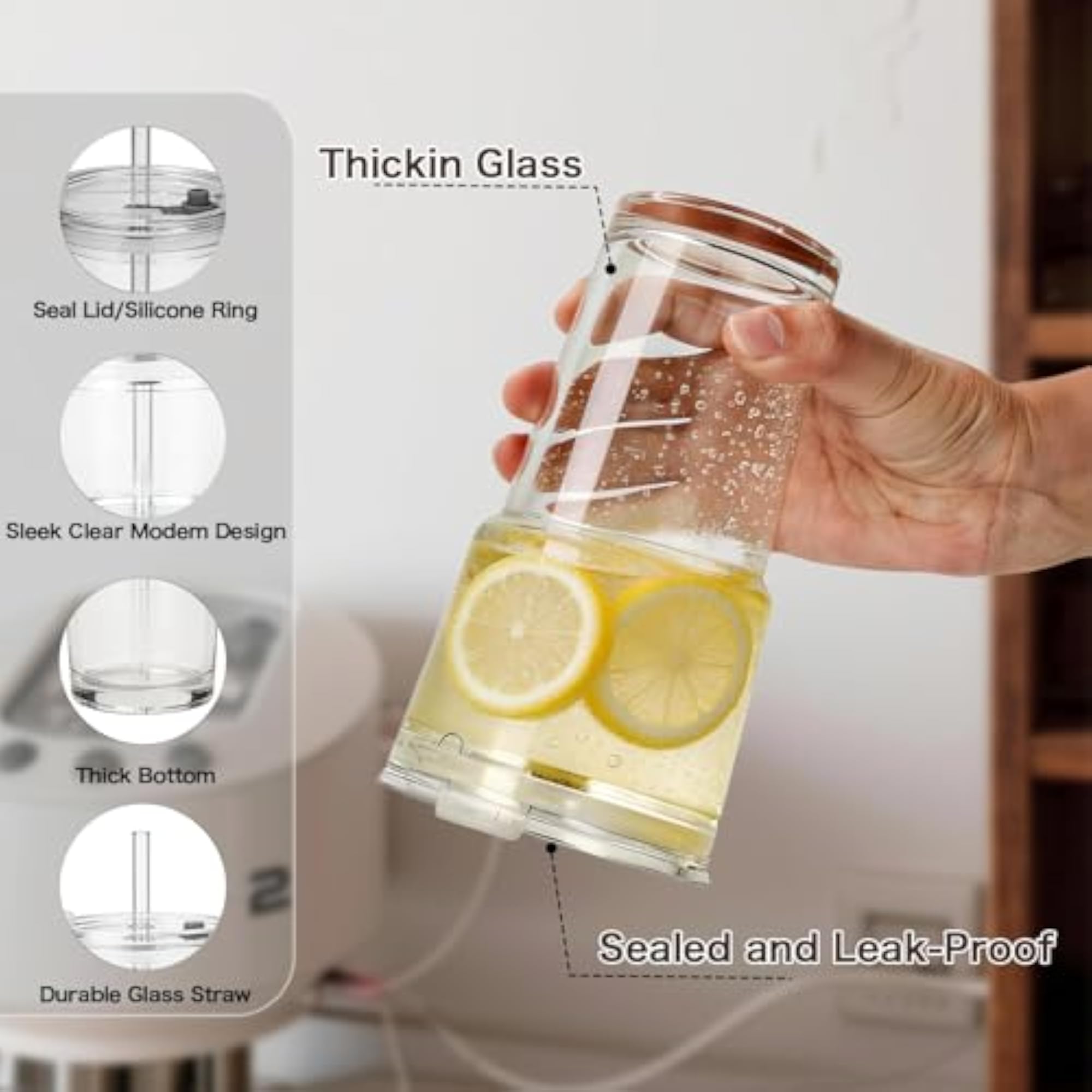 Clear Iced Coffee Cups with Lids - 4 Pack, 20oz