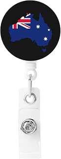 Flag Map of Australia Retractable Badge Holder, Id Badge Holder Retractable Badge Reels for Nurse,Volunteer,Teacher,Student