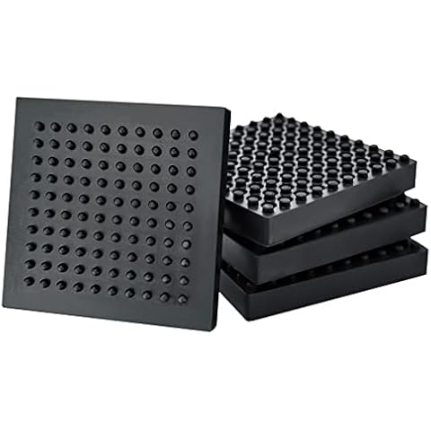 BXI Exercise Equipment Mat - 4 x 4 x 0.8 Inches 4 Pcs Non Slip Noise Reduction Anti Vibration Treadmill Stationary Bike Mats, Heavy Duty Thick Steel Embedded Rubber Pad for Hardwood Floors & Carpet Cover
