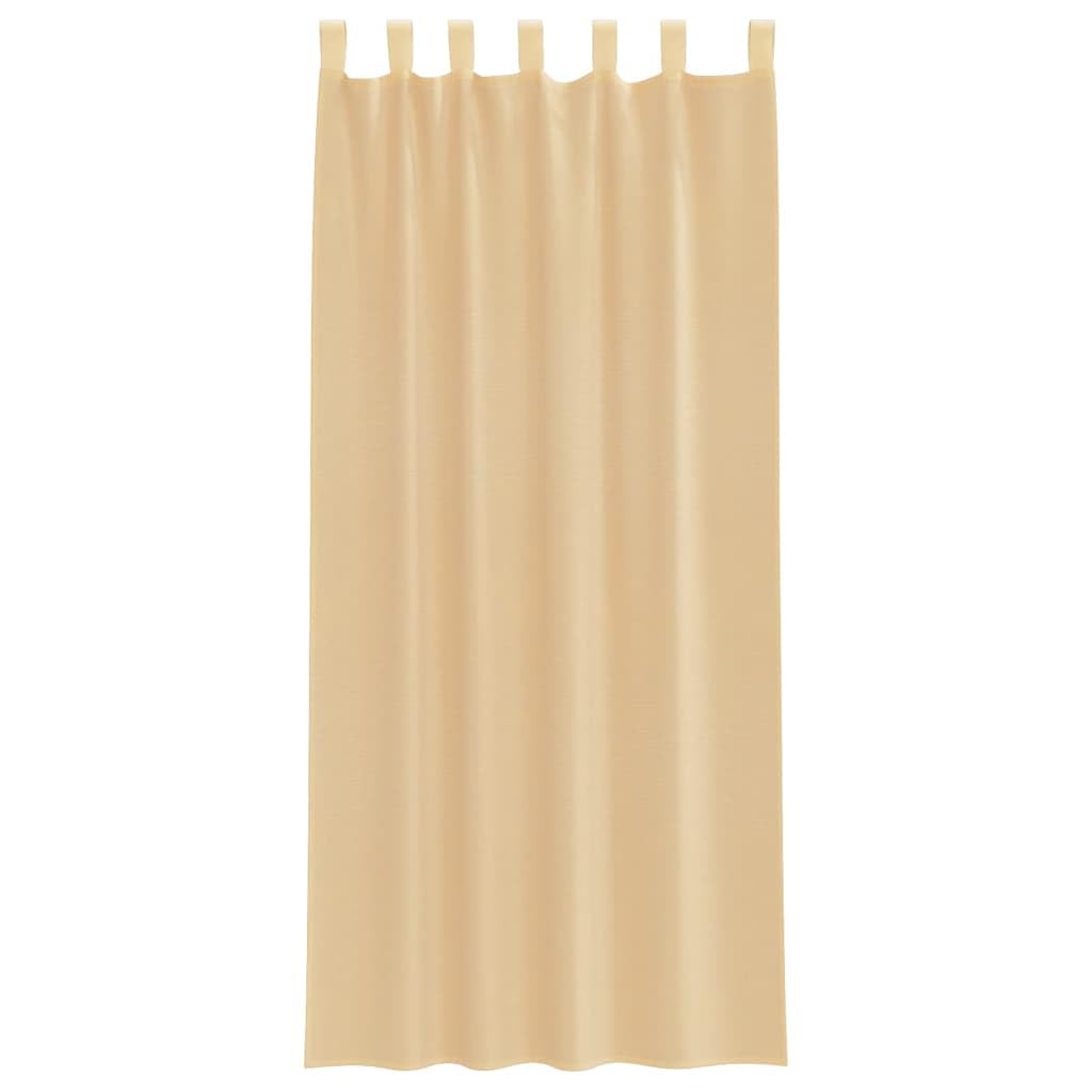 Voile Vorhänge mit Schlaufen 2 Stück Sandfarbe 140x225 cm, 100% Polyester Gardinen für Wohnzimmer Küche, Blickdichte, Waschbare Vorhänge, Schlaufenschal für Gardinenstangen