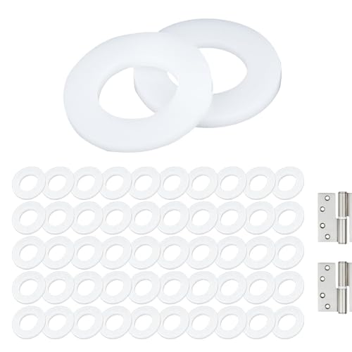 Aihoom 50 pcs Rondelles Nylon, 10 mm X 15 mm, Accessoires de Charnières, Rondelles pour Portes et Fenêtres, Entretoise Plastique, Rondelle Plate pour Portail, 1 mm 25 pièces et 2 mm 25 pièces (Blanc)