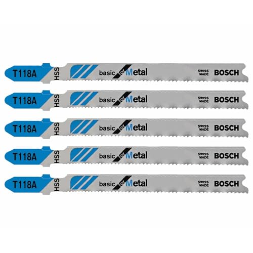 Bosch T118A 5 pc. 3-5/8 in. 17-24 TPI Basic for Metal T-Shank Jig Saw Blades