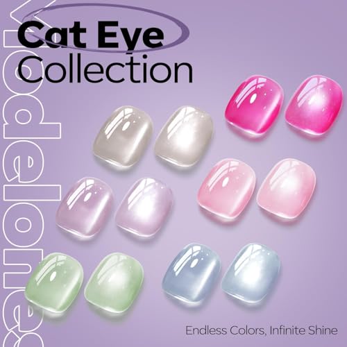 Image of modelones Blue Cat Eye Gel Nail Polish 15ML, Hema Free Purple Soak-Off UV Gel Polish - 28+Days Long-Lasting Nail Art DIY Manicure Kit Home Salon Women Gifts