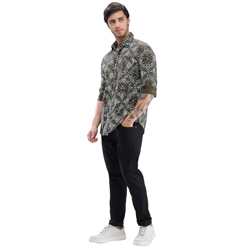 Image of Spykar Men's Slim Fit N /A Full Sleeve Printed Casual Shirts