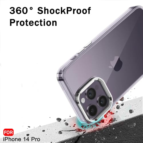 Image of TheGiftKart Hybrid Back Cover Case for iPhone 14 PRO | Built-in Stand | Shockproof Hard Back Case Cover for iPhone 14 PRO (PC & TPU, Clear Back, Transparent Sides)