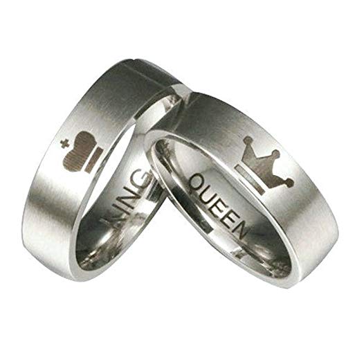 Bague couple alliance acier inoxydable couronne king queen bague mate fantaisie