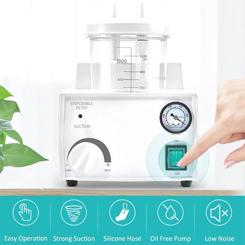 Máquina de succión portátil, aspirador médico de 11 l/min para eliminación de flema y moco oral, dispositivo extractor de saliva para el cuidado del hogar