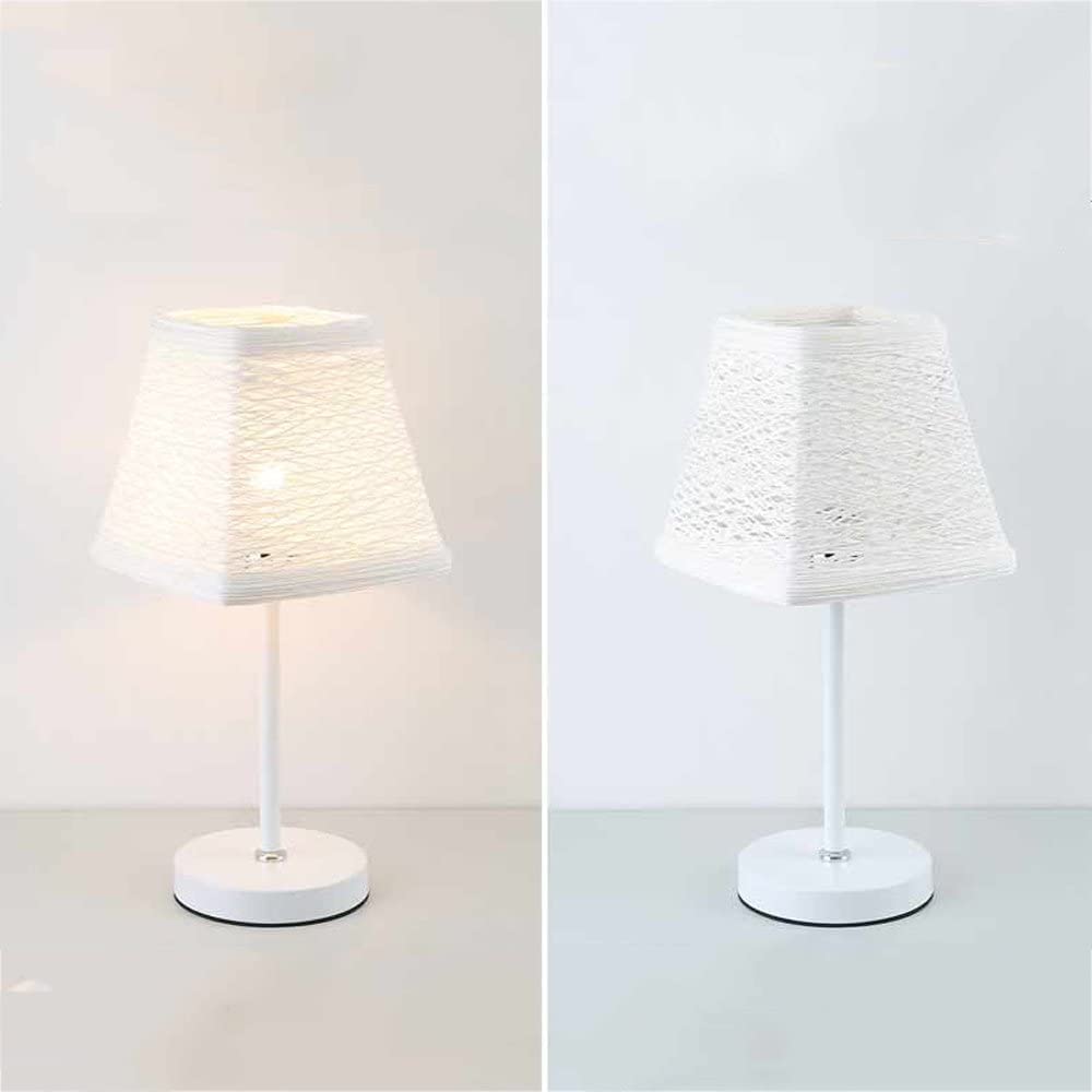 Lampada Da Tavolo Led E27 Tessuti a mano in rattan ombra Lampada da parete stile pastorale Luci di lettura Camera da letto Lampada da comodino Studio Protezione degli occhi Protezione dell'occhio (esc