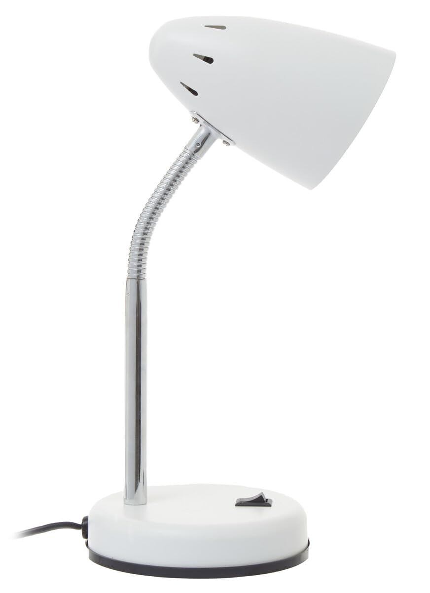 Premier Housewares Matte Grey Desk Lamp - Adjustable Metal Table Lamp for Reading & Writing
