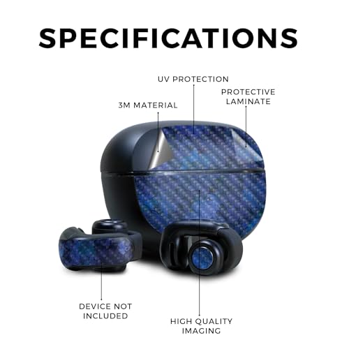 Image of Carbon Fiber Skin Compatible with Bose Ultra Open Earbuds - Blue Ice - Premium 3M Vinyl Protective Wrap Decal Cover - Easy to Apply | Crafted in The USA by MightySkins